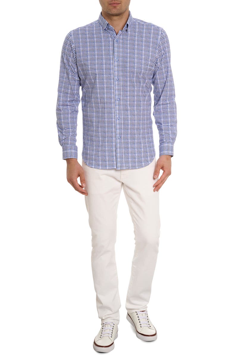 Robert Graham Rizzo Geometric Print Knit Button-Up Shirt, Alternate, color,