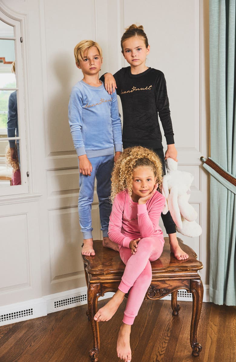 NoggiWear Bonne Nuit Velour Loungewear Set, Alternate, color, Pink