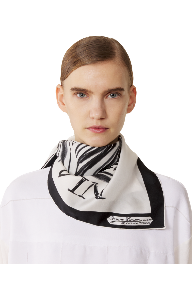 Mother & Daughter Printed Silk Scarf, Alternate, color, White/Black