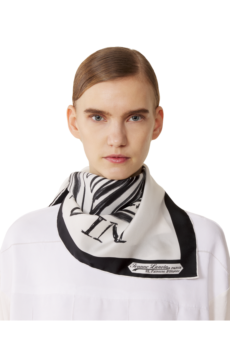 Lanvin Mother & Daughter Printed Silk Scarf, Alternate, color, White/Black