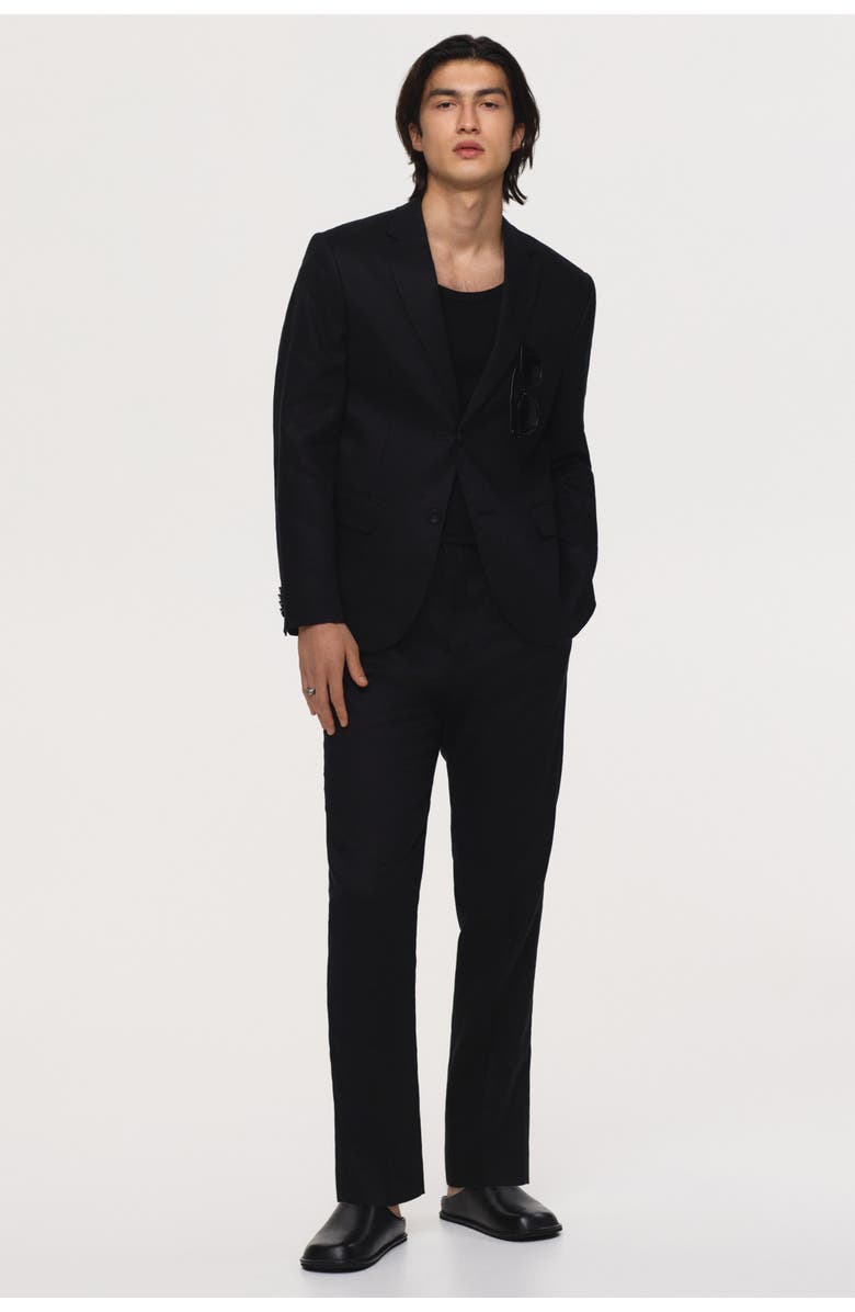 H&M Slim Fit Linen Jacket, Alternate, color, Black