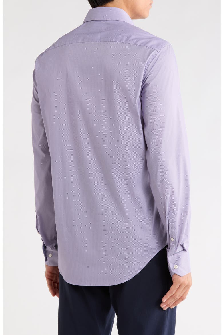 Advanced Tech Stretch Slim Fit Print Dress Shirt, Alternate, color, DARK PURPLE