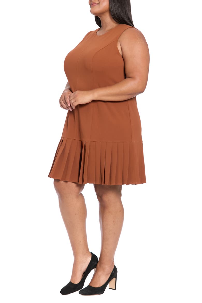 Pleated Sheath Dress, Alternate, color, CEDAR BROWN