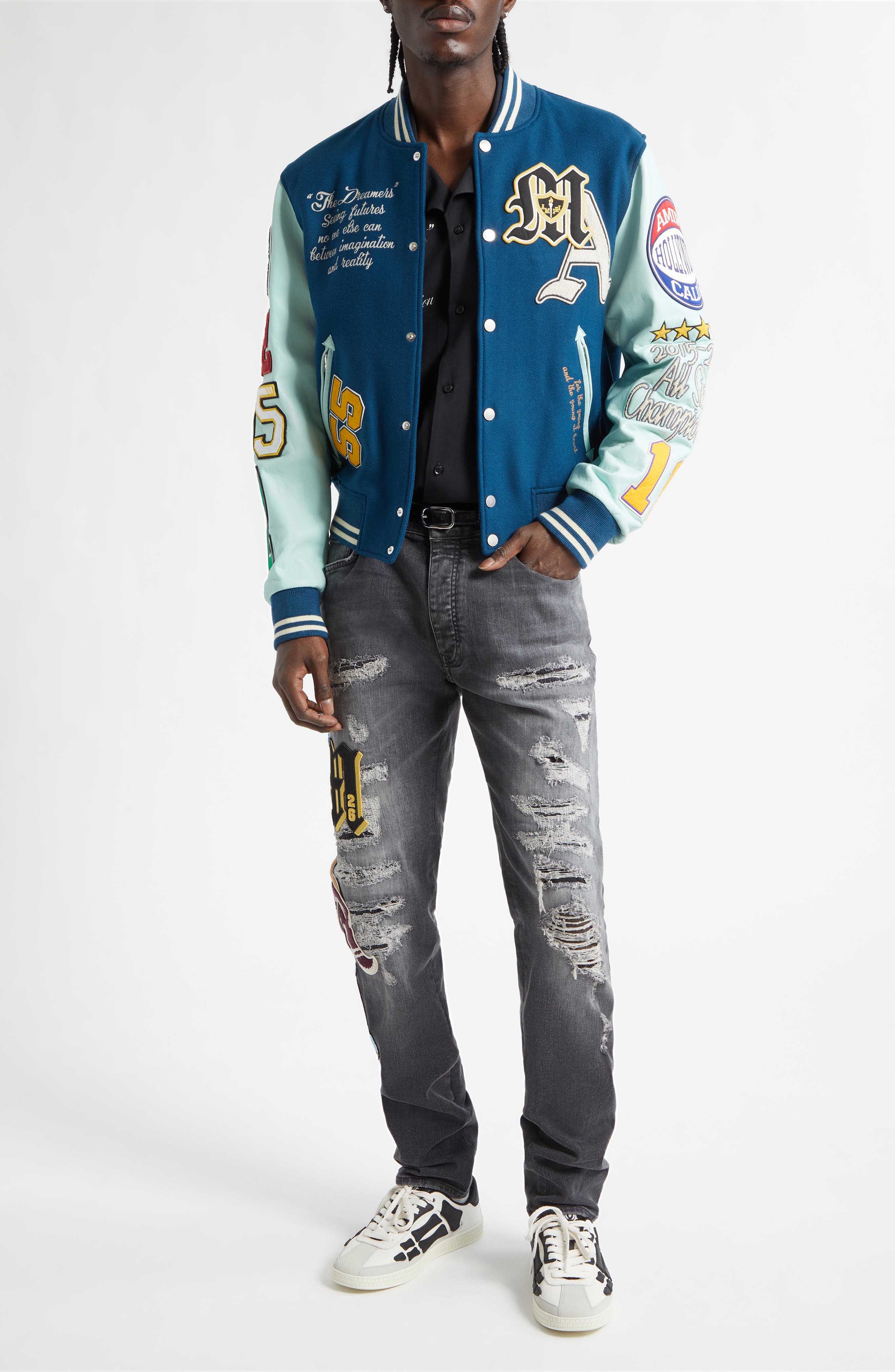 Varsity Patch Wool Blend & Leather Jacket - image 4