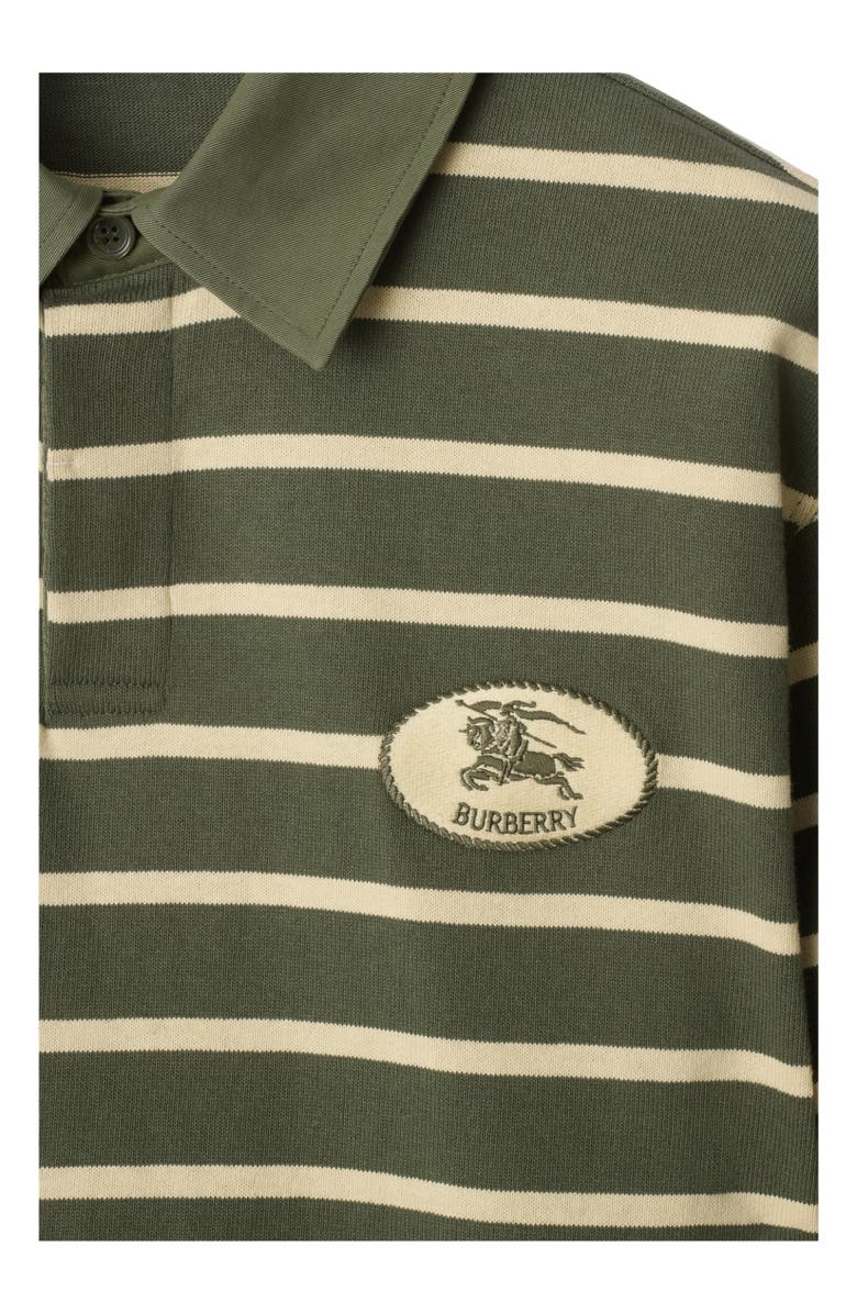 Burberry Striped Cotton Polo Shirt, Alternate, color, Yew Green