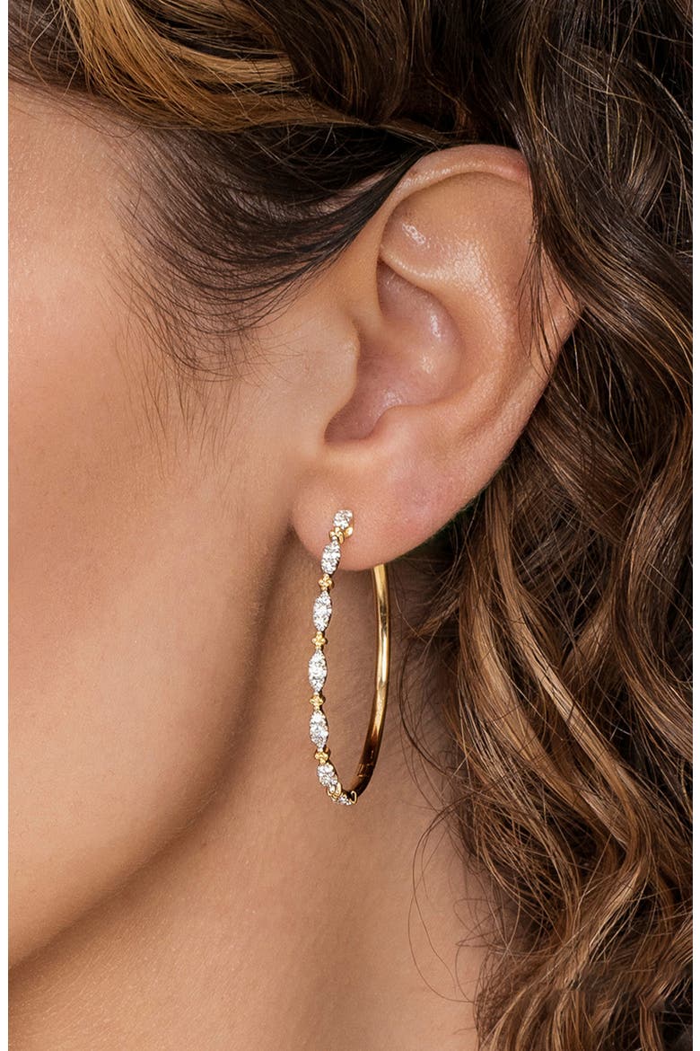 14k Gold Diamond Hoop Earrings, Alternate, color, 14K YELLOW GOLD