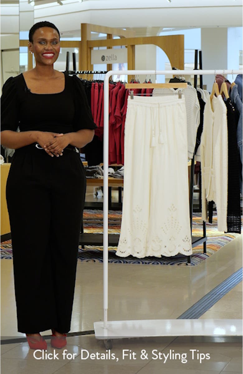 Cutwork Hem Linen Blend Pull-On Pants, sales video thumbnail