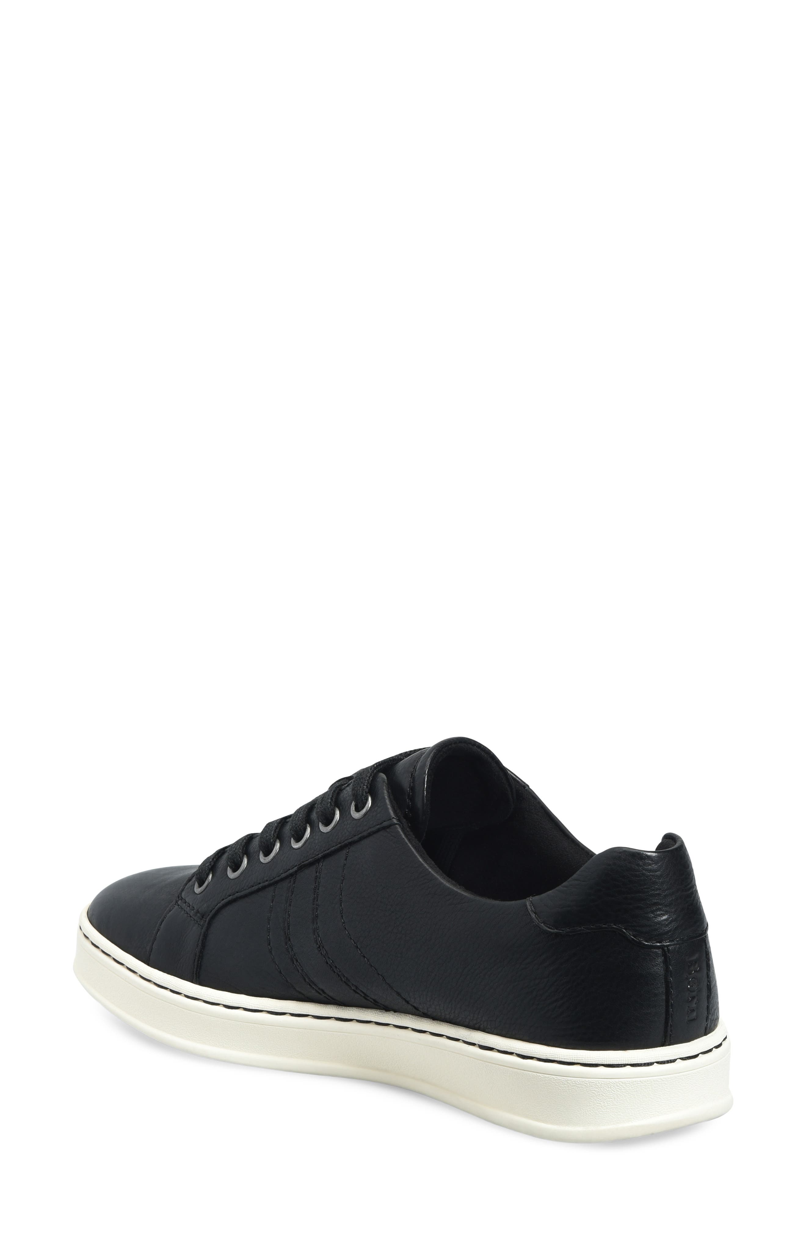 Amina Leather Sneaker, Alternate, color, BLACK LEATHER
