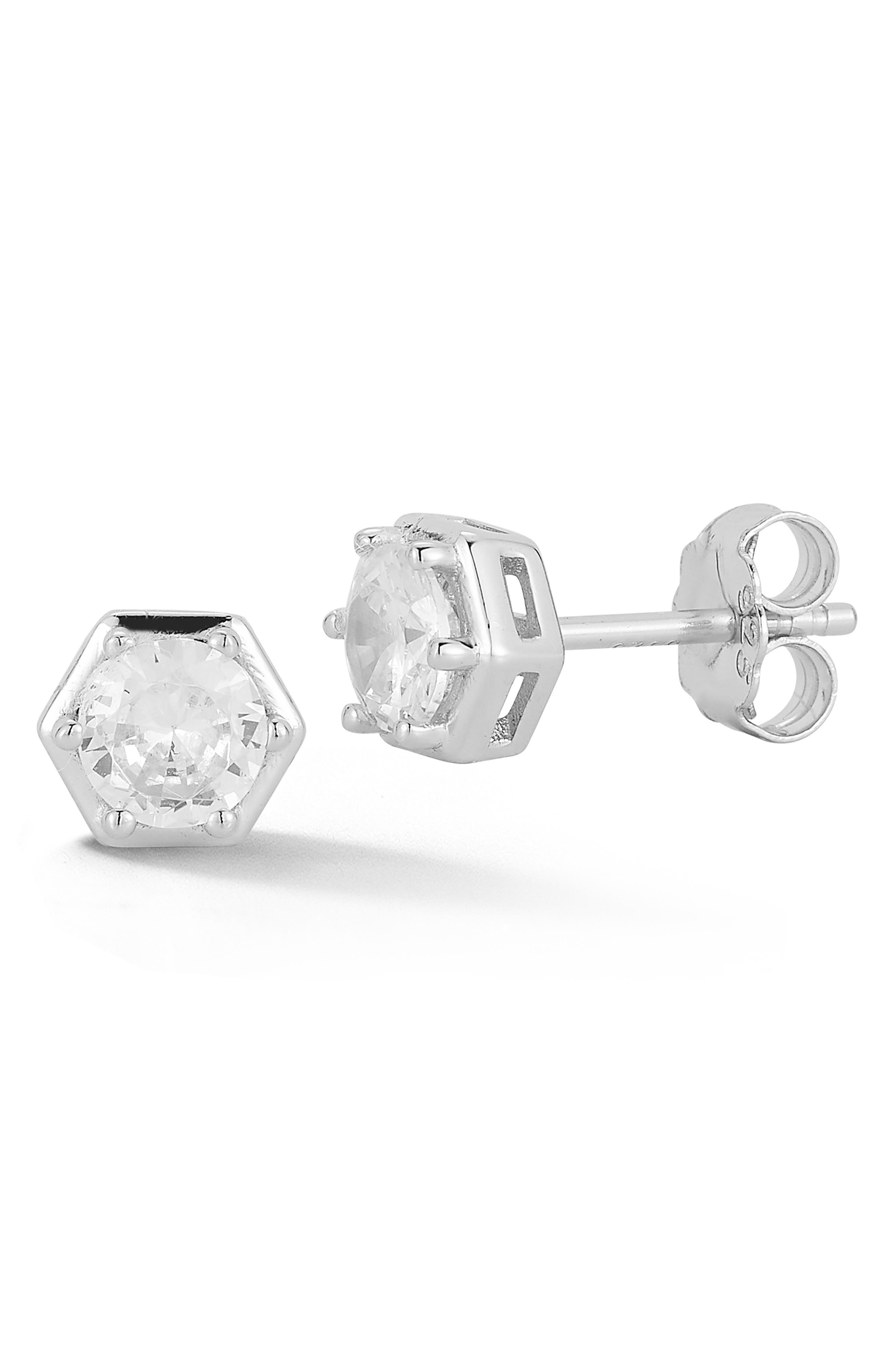 GLAZE JEWELRY Hexagon Cubic Zirconia Stud Earrings