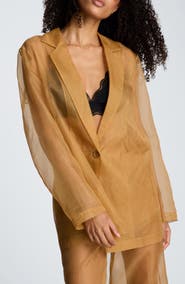 Kenneth Cole One-Button Sheer Jacket