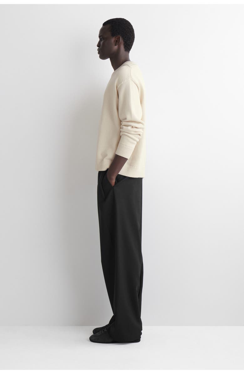 COS Knitted Cotton Crew-Neck Sweater, Alternate, color, Cream