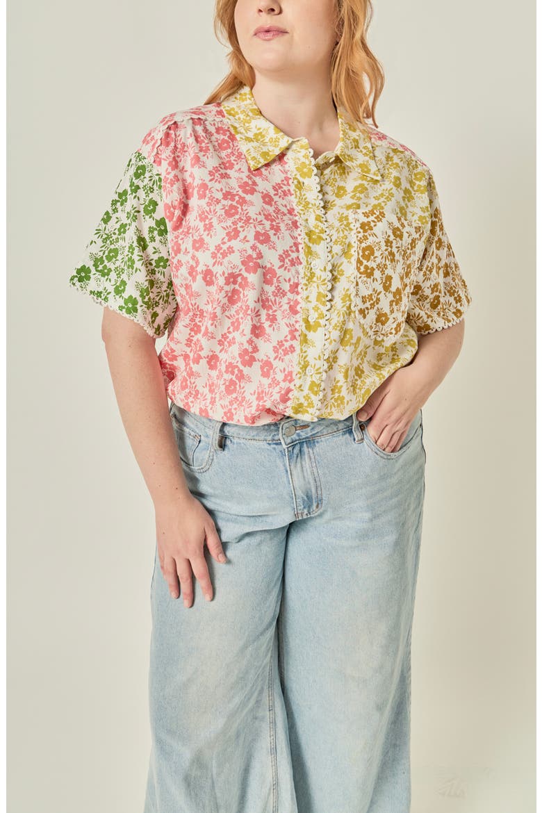 Floral Colorblock Shirt, Alternate, color, YELLOW MULTI