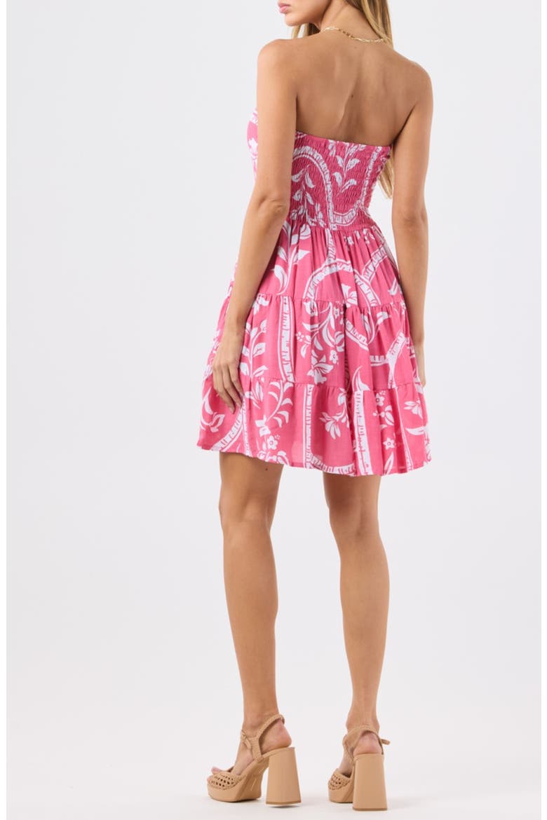 Perth Floral Strapless Tiered Minidress, Alternate, color, PAINTED TILES HOT PINK