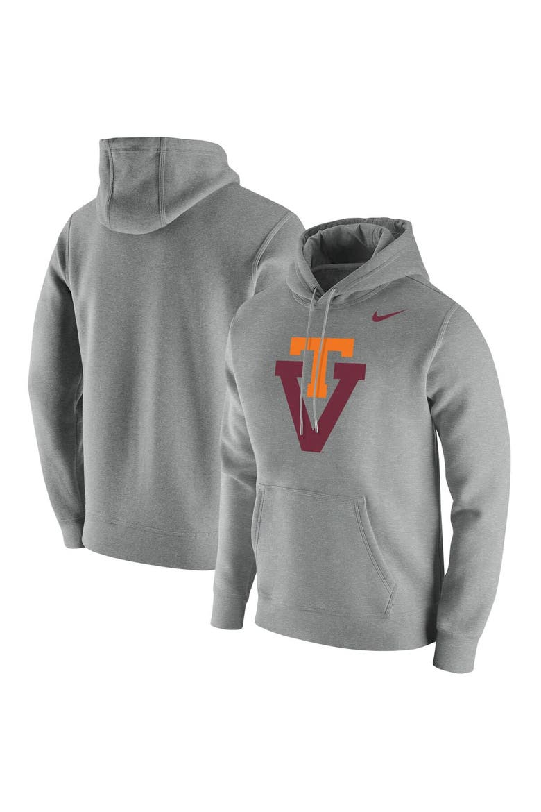Men's Nike Heathered Gray Virginia Tech Hokies Vintage School Logo Pullover Hoodie, Main, color, Heather Gray