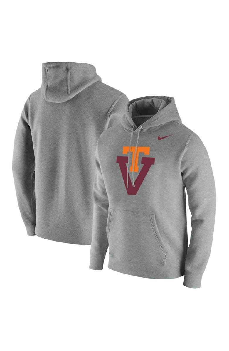 Nike Men's Nike Heathered Gray Virginia Tech Hokies Vintage School Logo Pullover Hoodie, Main, color,
