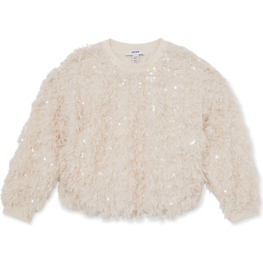 Reiss Ivory Feather-effect Woven Top 9-13 In Neutral