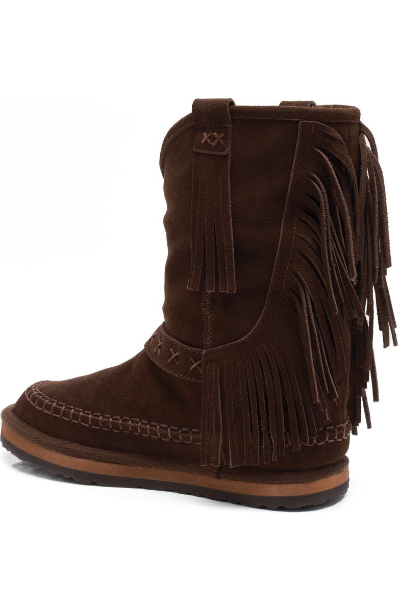 Free People Faye Fringe Faux Fur Boot, Alternate, color, Chocolate Suede