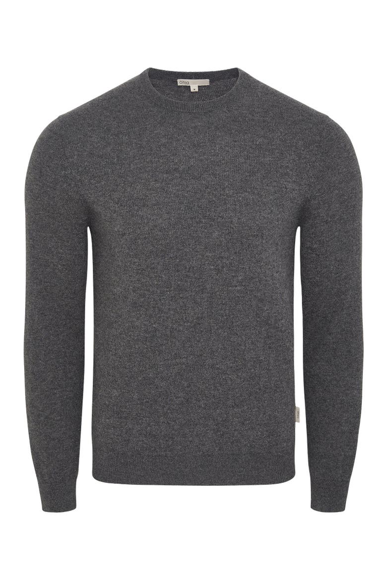 Crewneck Cashmere Sweater, Alternate, color, Heather Charcoal