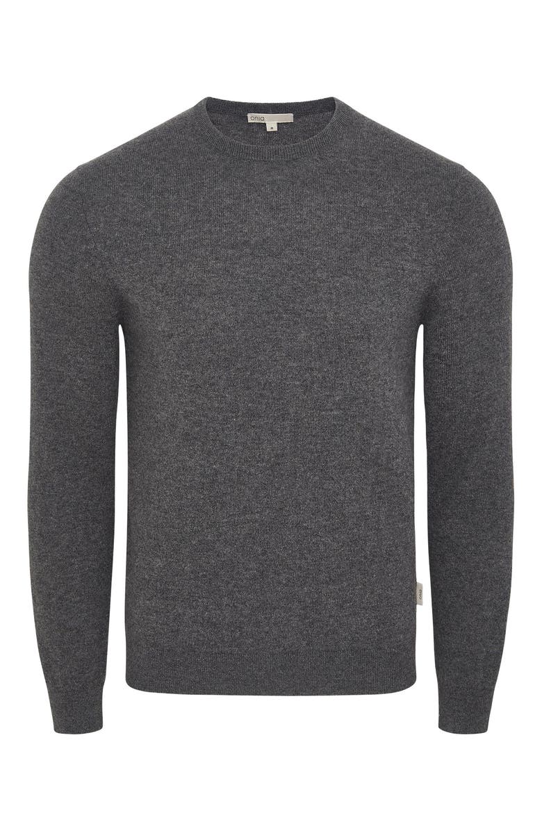 Onia Crewneck Cashmere Sweater, Alternate, color, Heather Charcoal