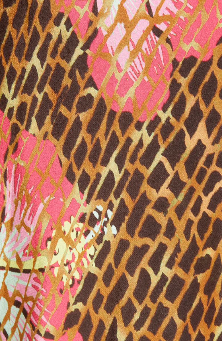 RIXO Antoinette Floral & Giraffe Print Silk Blend Midi Dress, Alternate, color, 