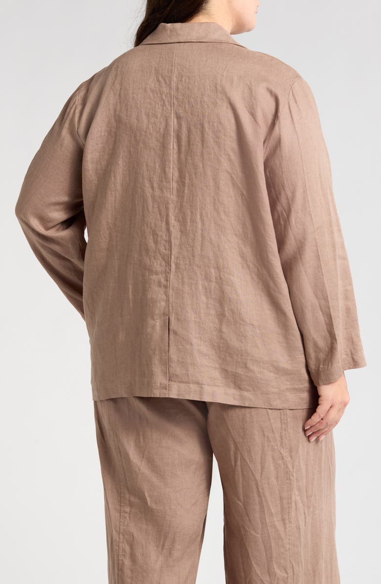 Eileen Fisher Double Breasted Organic Linen Blazer, Alternate, color, Cocoa