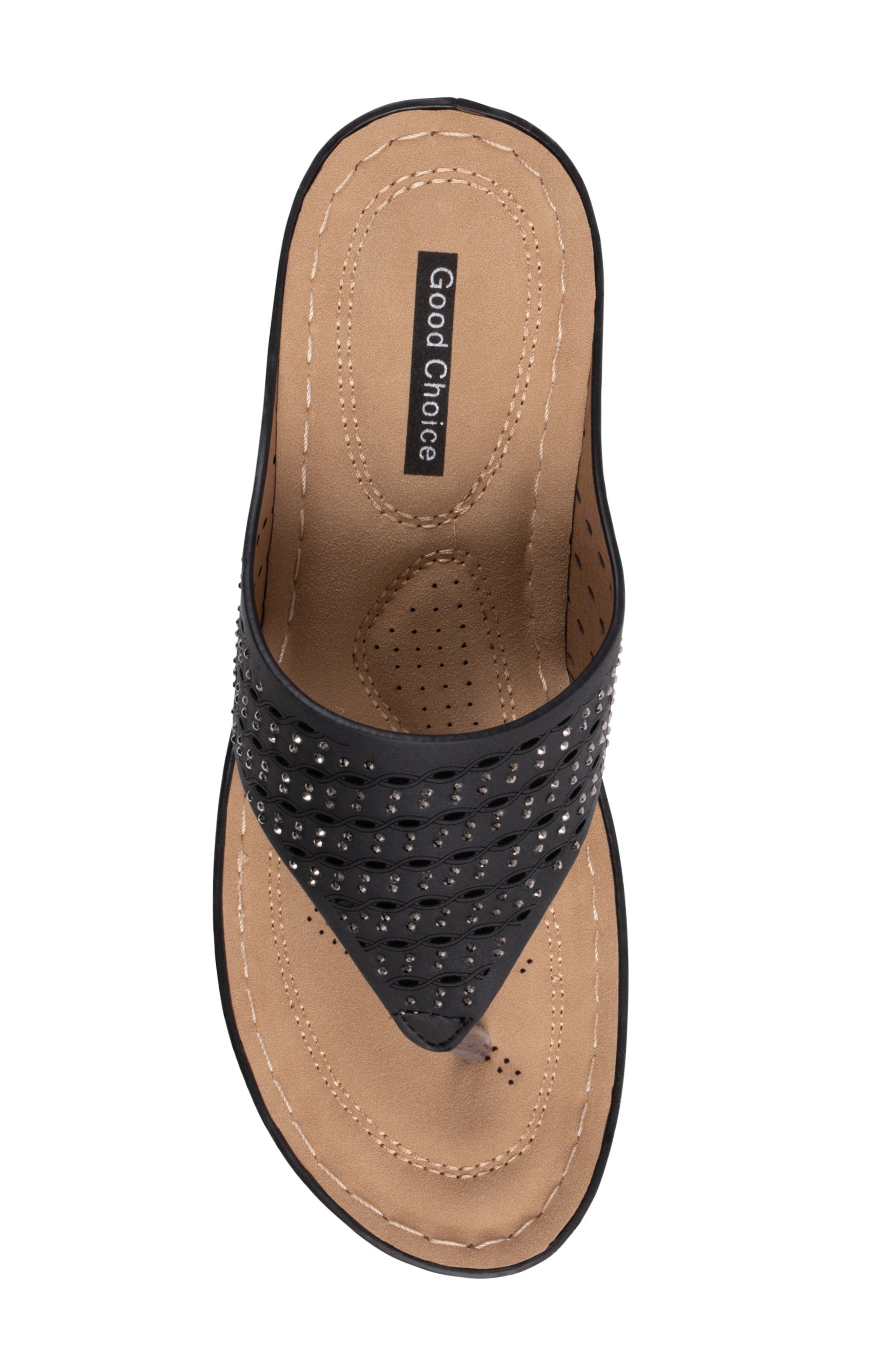 GOOD CHOICE NEW YORK Dannay Wedge Sandal, Alternate, color, Black