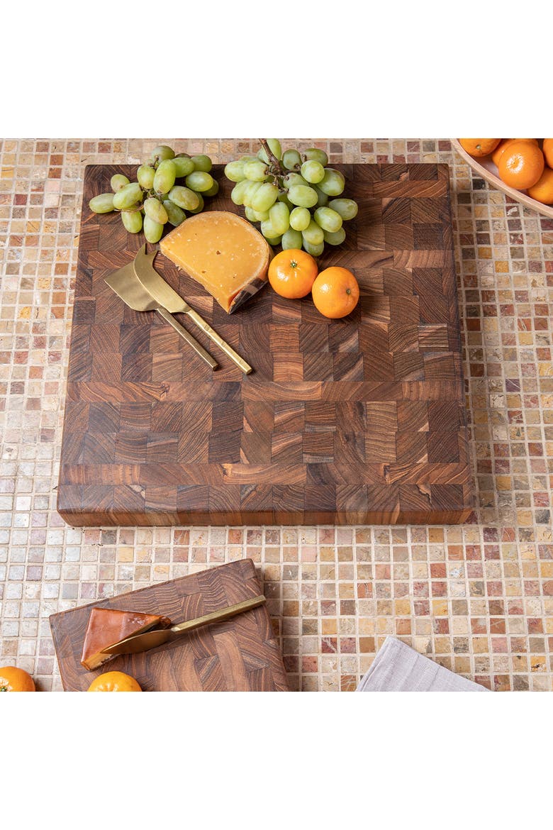 Teak End Grain Large Chopping Block, Alternate, color, Brown