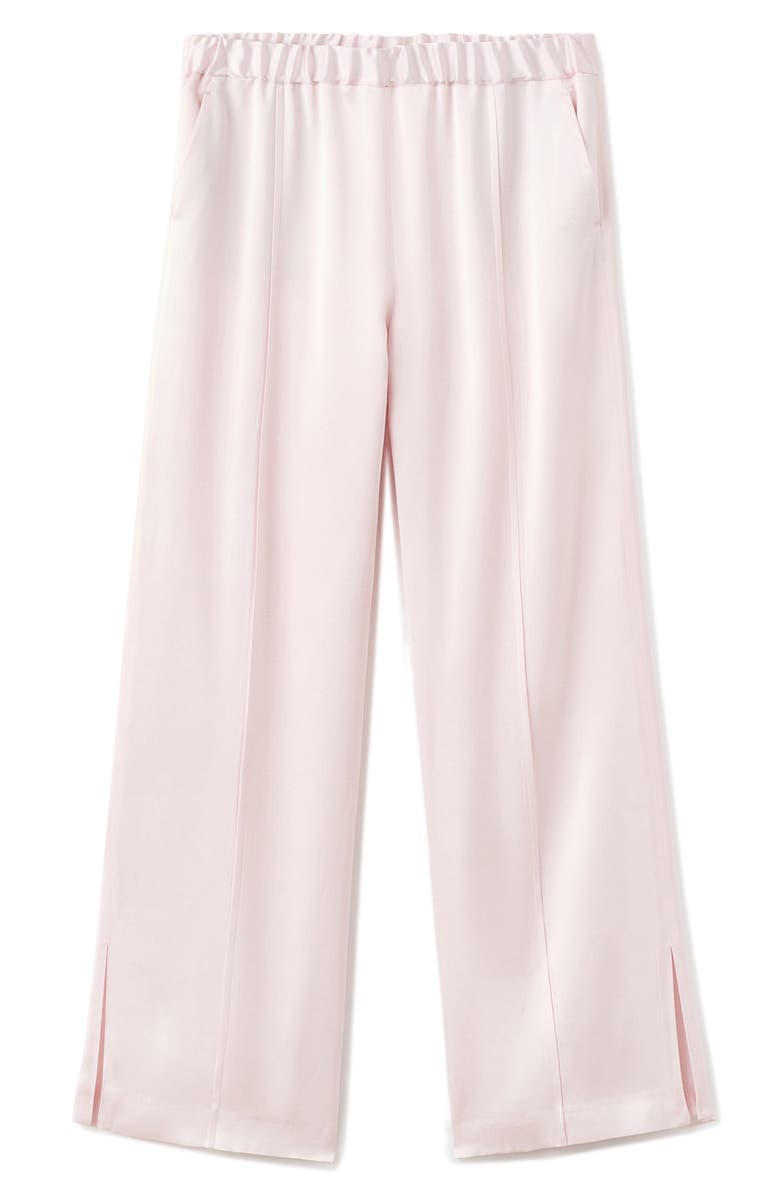 MANGO Selection Satin Slit Hem Wide Leg Pants, Main, color, Pastel Pink
