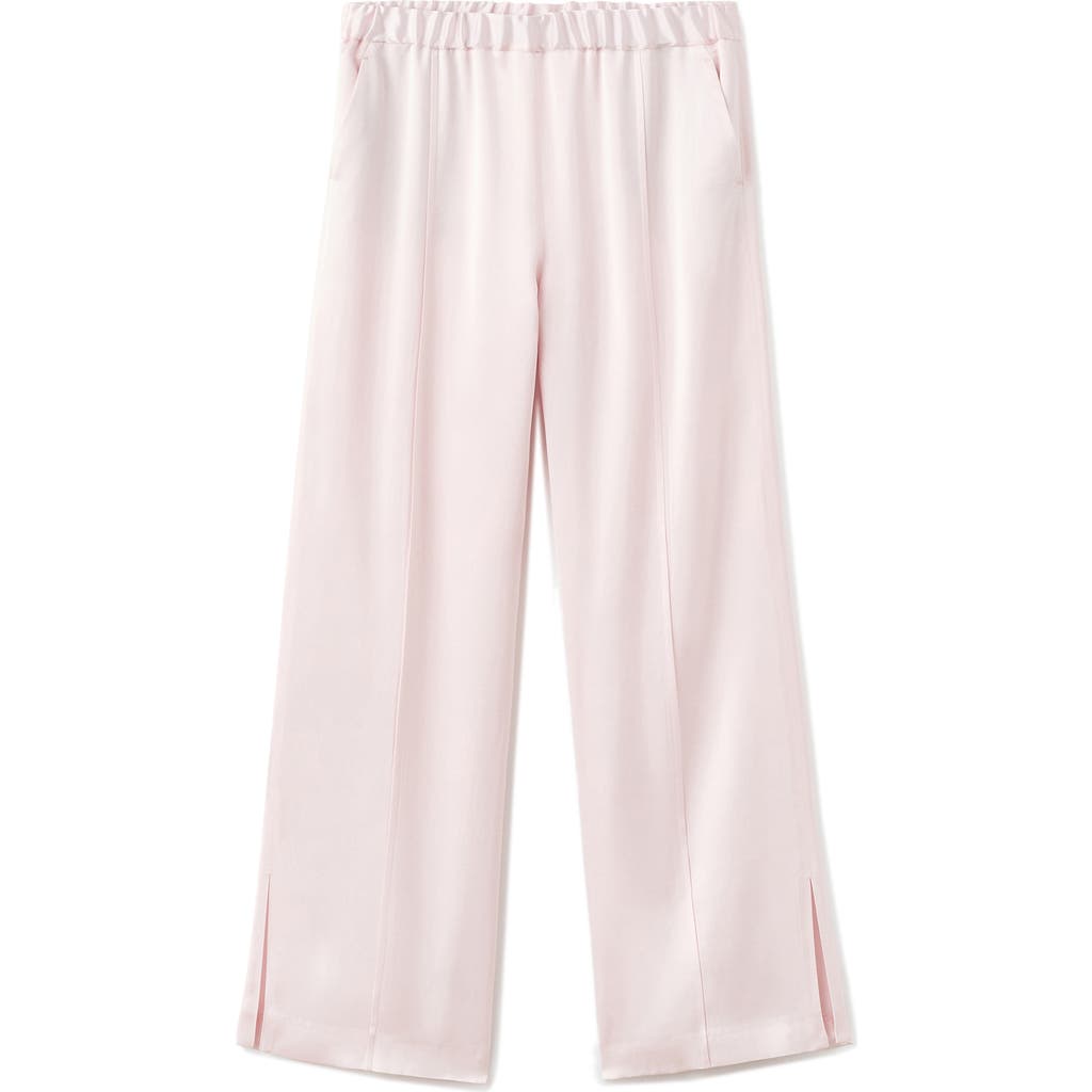 Mango Satin Slit Hem Wide Leg Pants In Pink