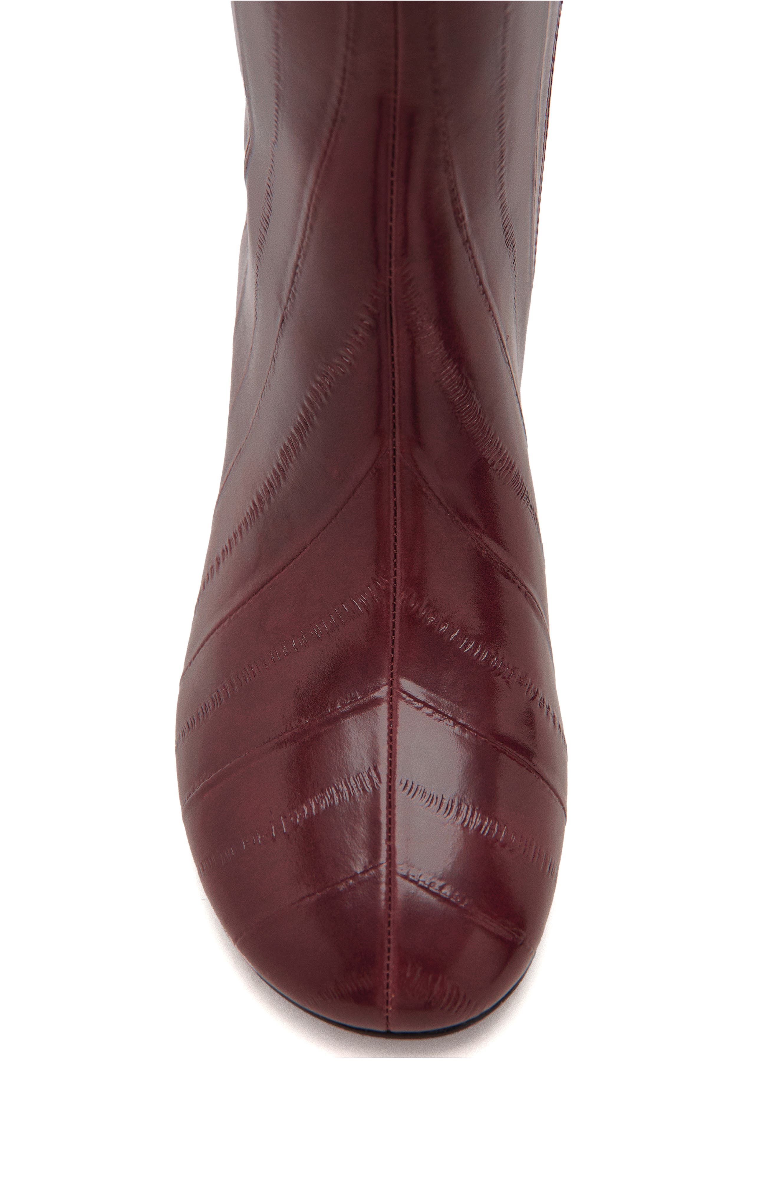 MANGO Embossed Faux Leather Tall Boot, Alternate, color, Burgundy