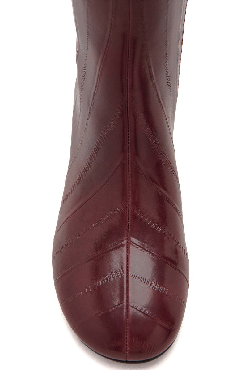 MANGO Embossed Faux Leather Tall Boot, Alternate, color, Burgundy