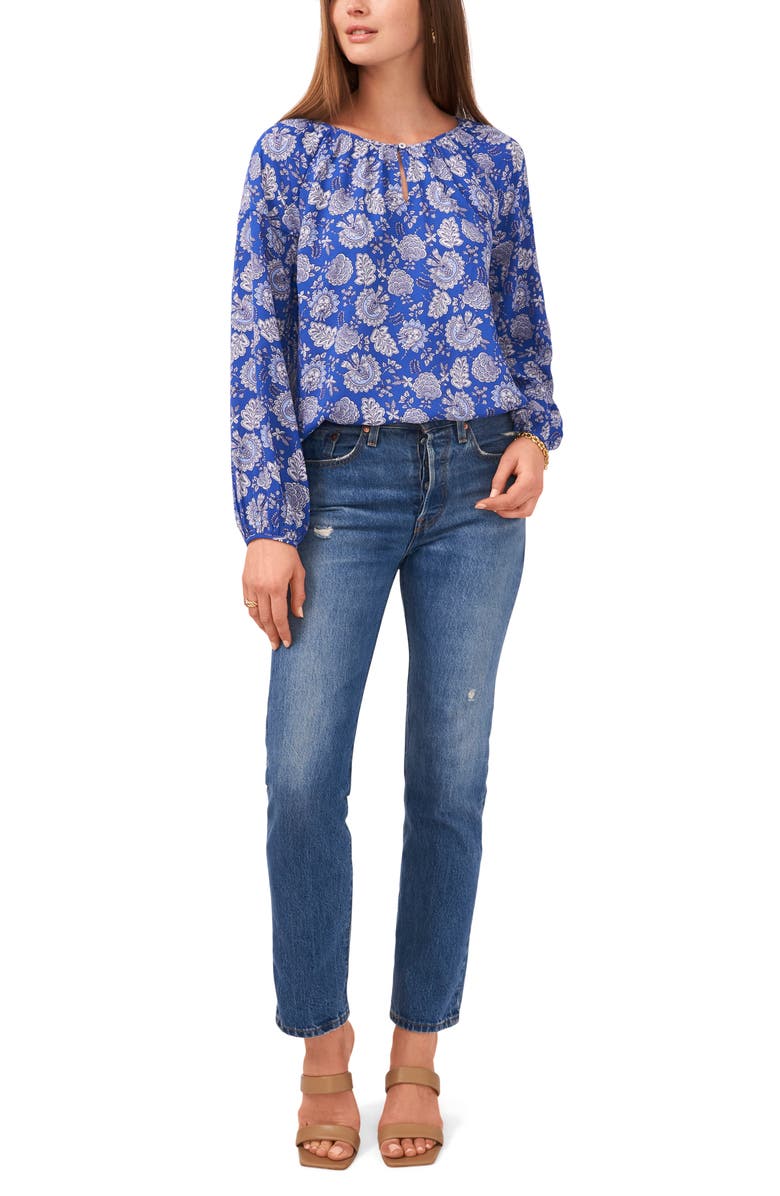 Vince Camuto Keyhole Long Sleeve Blouse, Alternate, color,