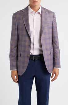 Jack Victor Midland Contemporary Fit Mauve Plaid Super 130s Wool Sport Coar