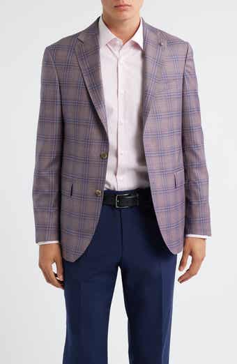 Jack Victor Midland Contemporary Fit Mauve Plaid Super 130s Wool Sport Coar