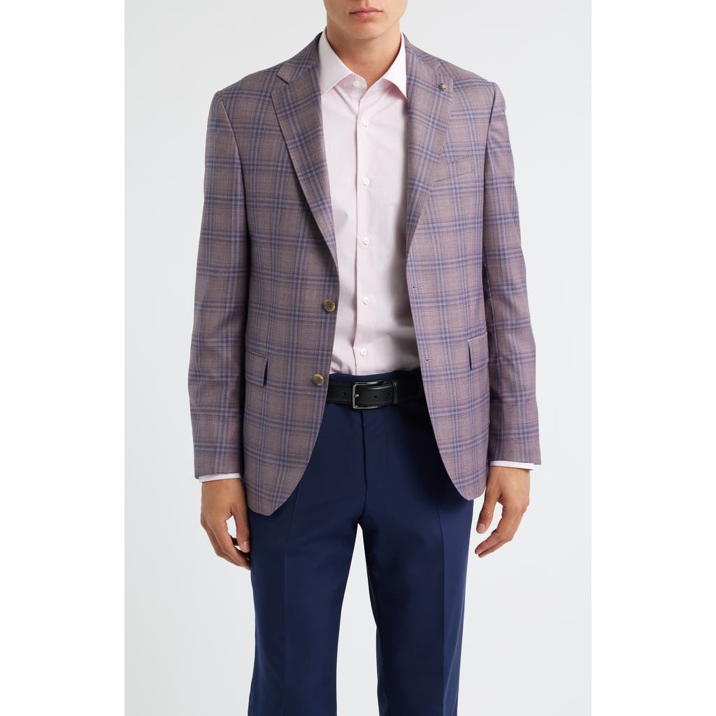 Jack Victor Midland Contemporary Fit Mauve Plaid Super 130s Wool Sport Coar In Blue