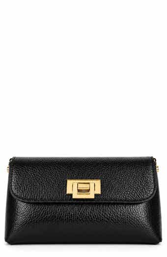 Nives Metallic Croc Embossed Leather Clutch