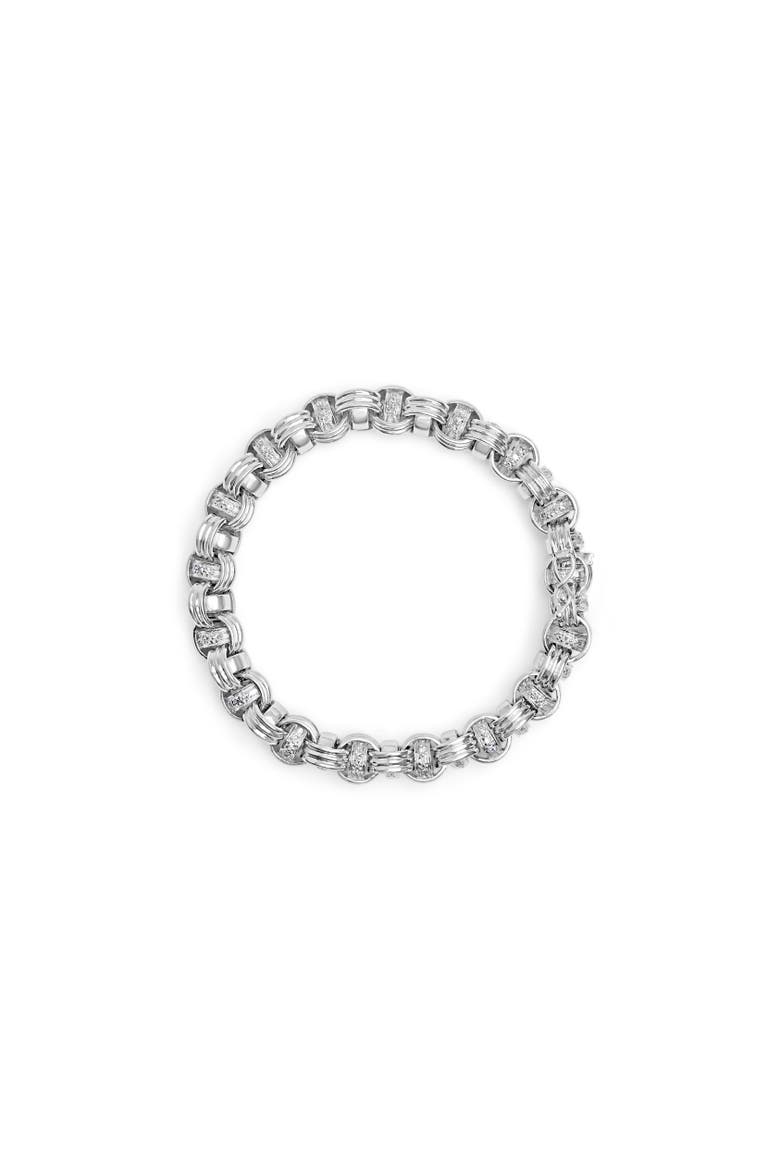14K White Gold 1/2 Cttw Diamond Knotted Byzantine Link Bracelet, Alternate, color, White