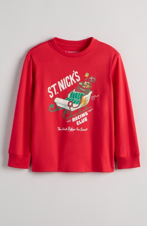 Kids' Long Sleeve Cotton Blend Graphic T-Shirt