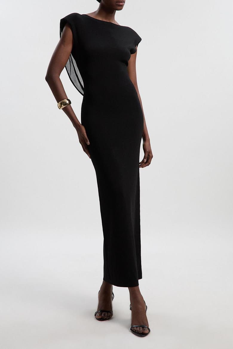 Plunge Back Sleeveless Maxi Dress, Alternate, color, Black