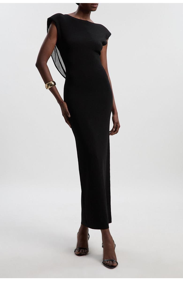 Karen Millen Slinky Plunge Back Maxi Dress, Alternate, color, Black