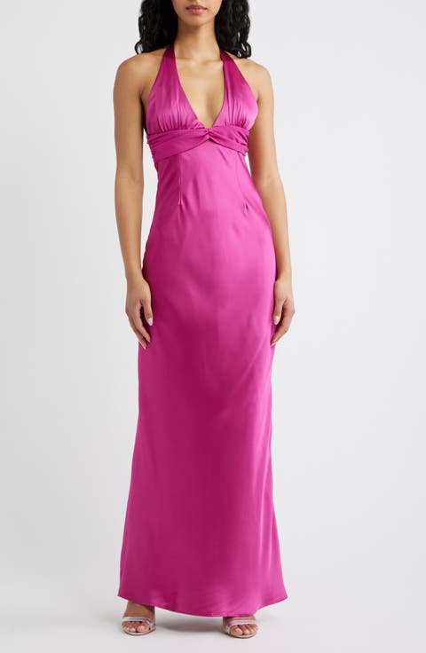 Odyssa Satin Halter Gown