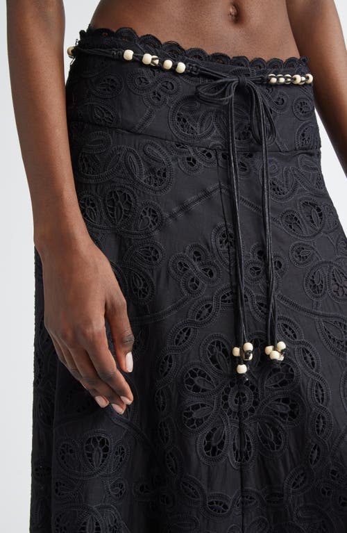ZIMMERMANN ZIMMERMANN RHIANNON GUIPURE LACE TRIM COTTON MAXI SKIRT
