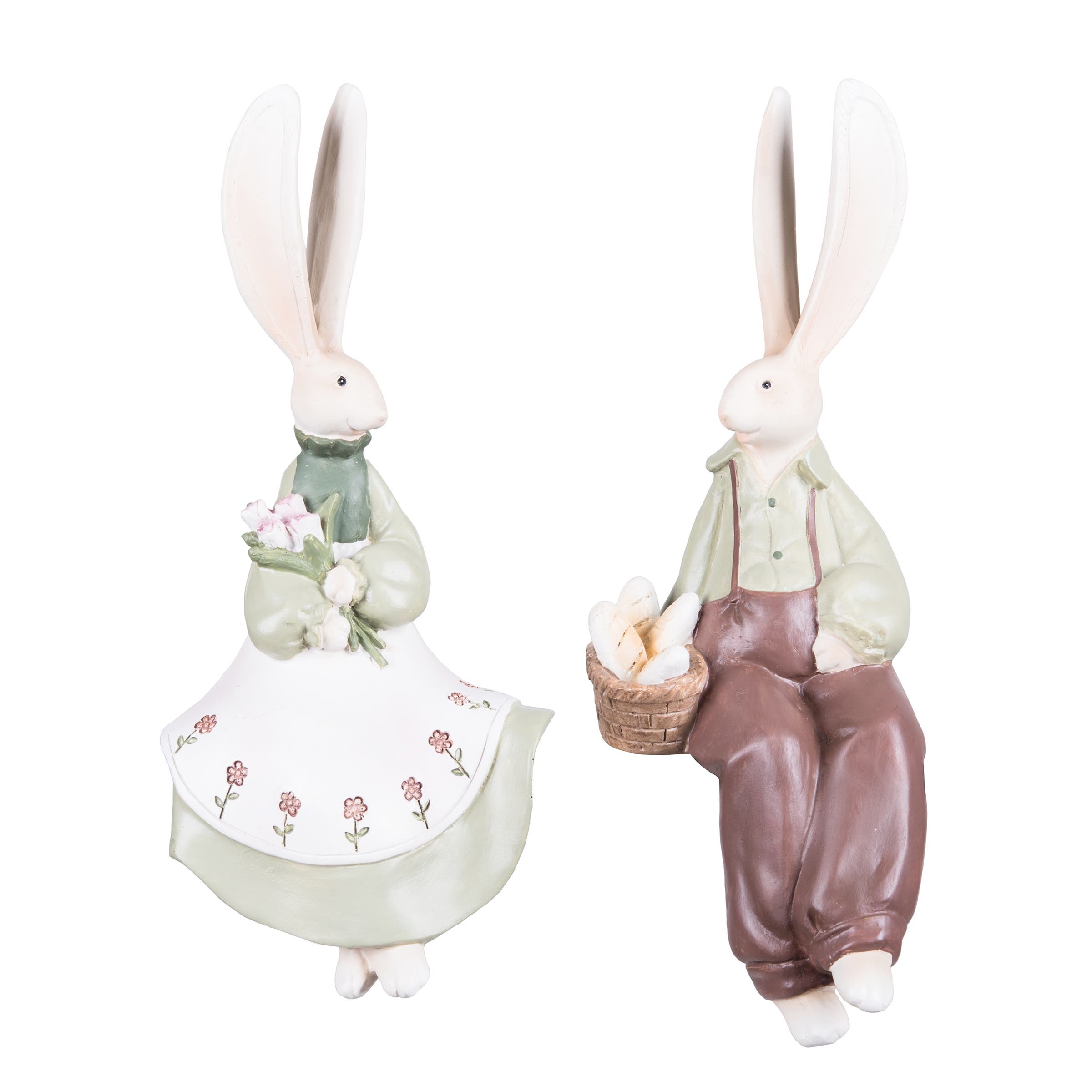 C & F Home C&f Home Boy And Girl Bunny Figurine A/2 In Brown