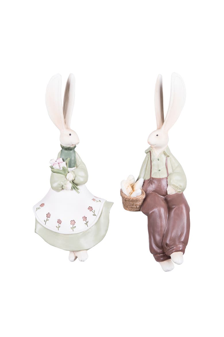 Boy And Girl Bunny Figurine A/2, Main, color, Brown