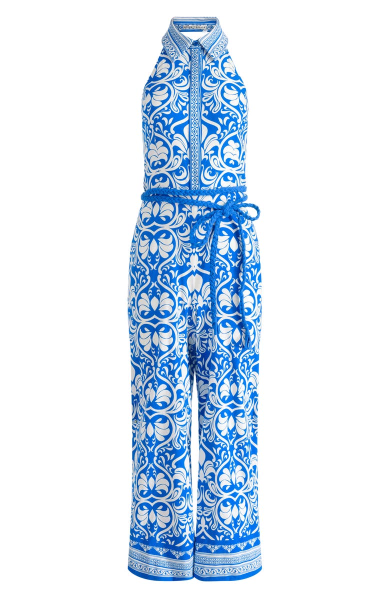 Alice + Olivia Alara Halter Crop Wide Leg Jumpsuit, Alternate, color, Soiree Trueblue