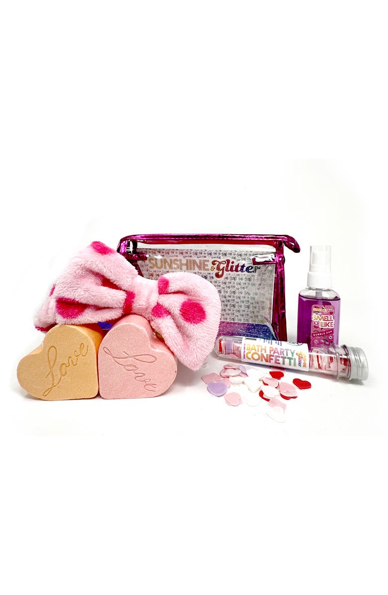 Sunshine & Glitter Kids' Love You Lots Bath Bomb Spa Gift Set, Main, color, Pink
