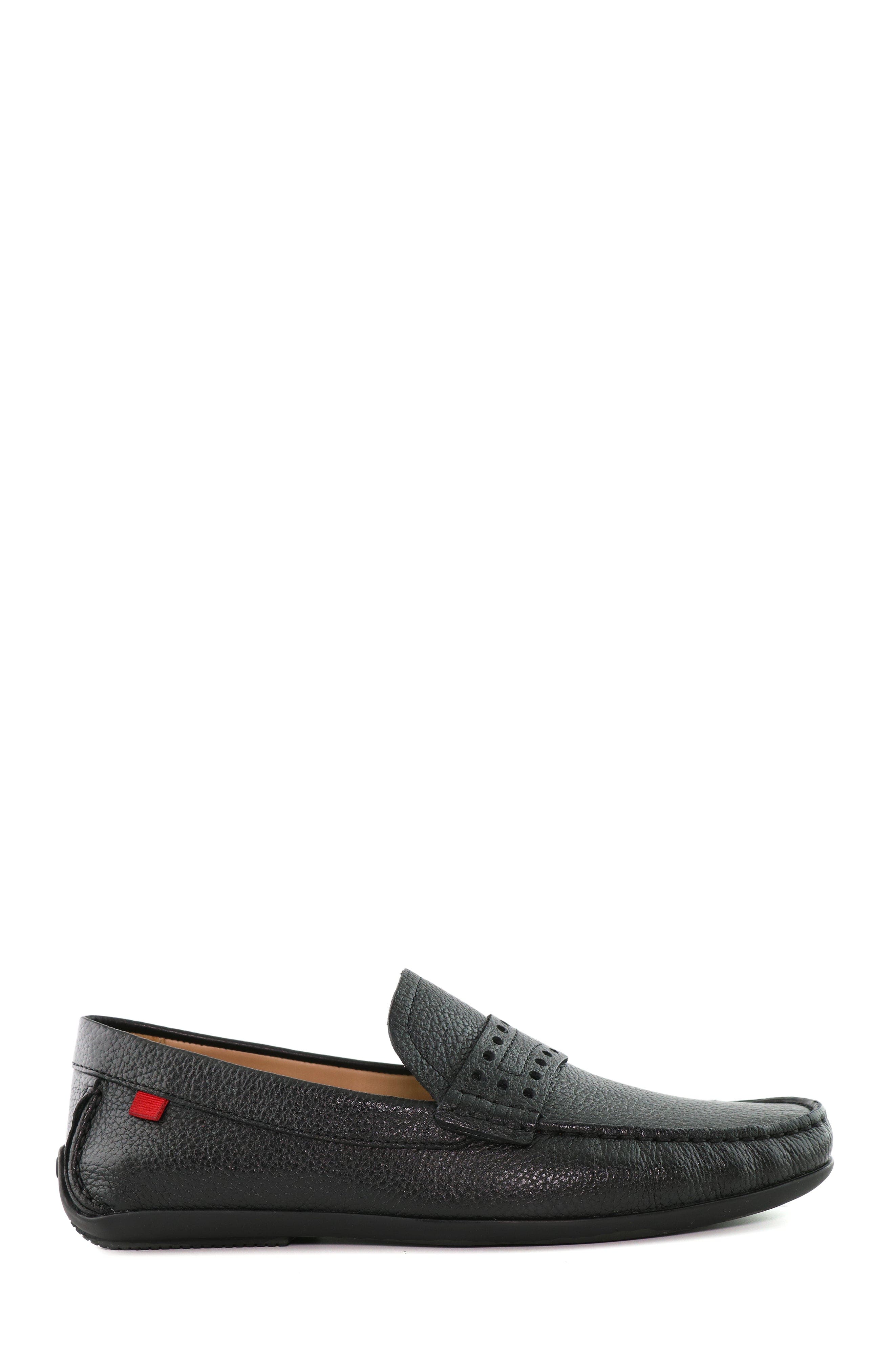 Bradford Street Leather Penny Driver Loafer, Alternate, color, Black Grainy