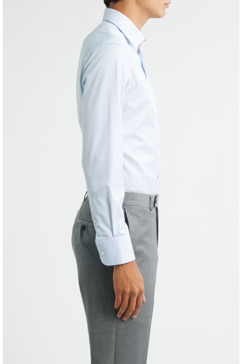 Luxury Slim Fit Micro Stripe Non-Iron Dress Shirt, Alternate, color, SKY