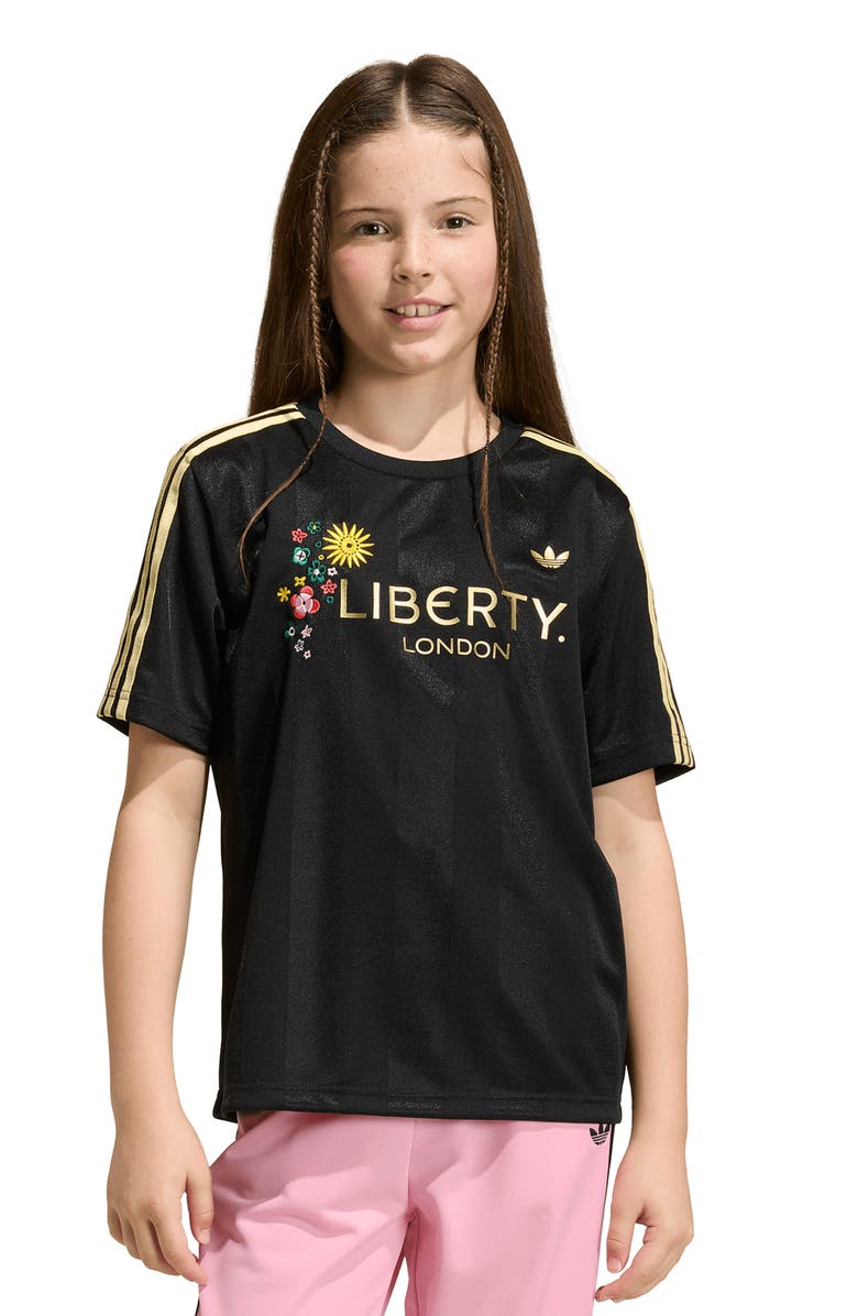 adidas x Liberty London Kids' Recycled Polyester Jersey, Alternate, color, Black