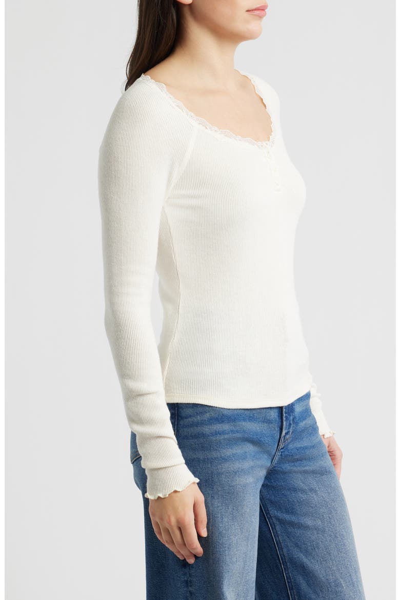 Lace Trim Henley Top, Alternate, color, WHISPER WHITE